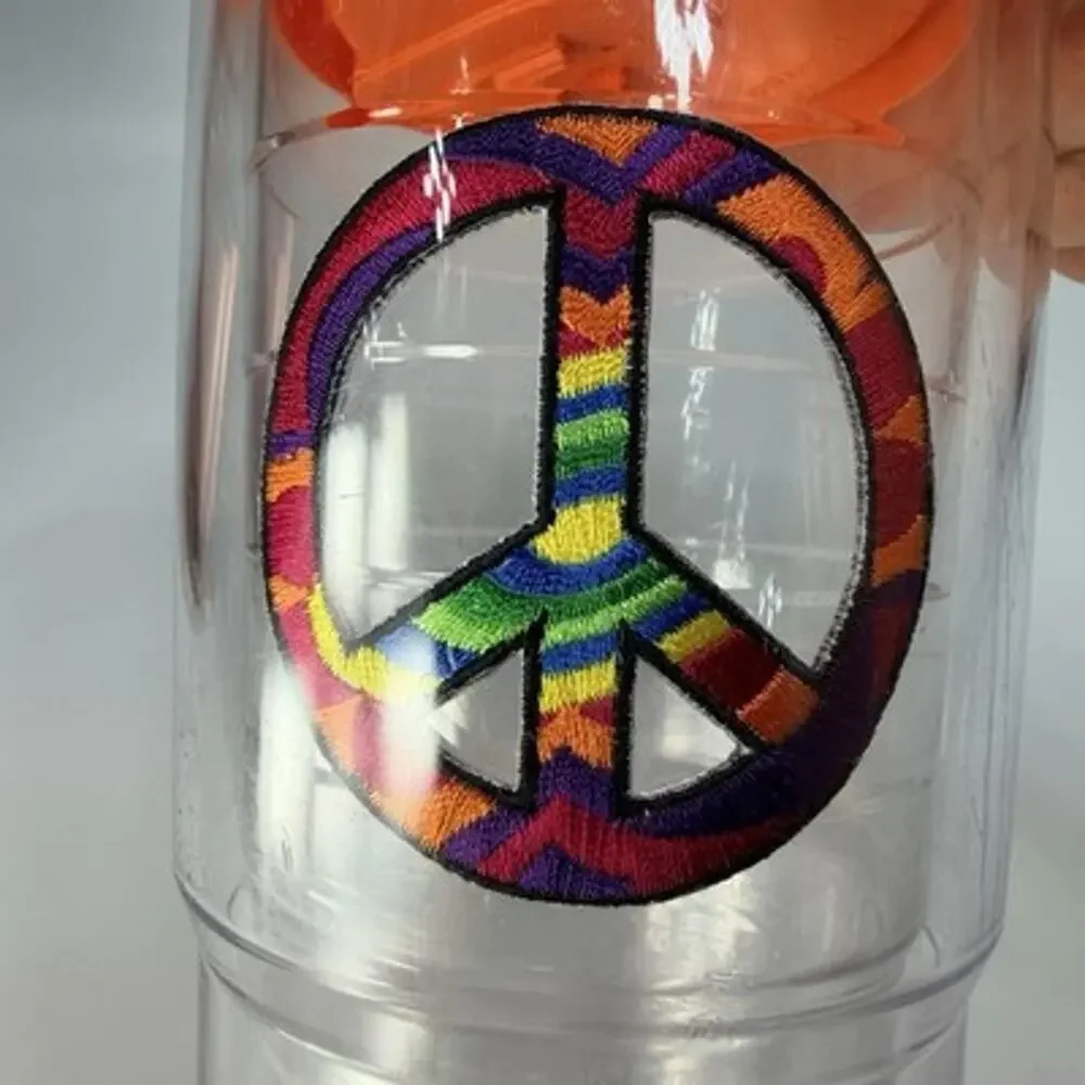 Tervis Tumbler 24oz Peace Sign Rainbow Patch Double Wall Clear Insulated Cup
